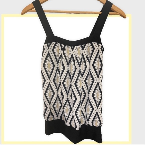 Whbm 100% Silk Sleeveless Pattern Print Diamond Design Strap Blouse Top Size S - Picture 3 of 5